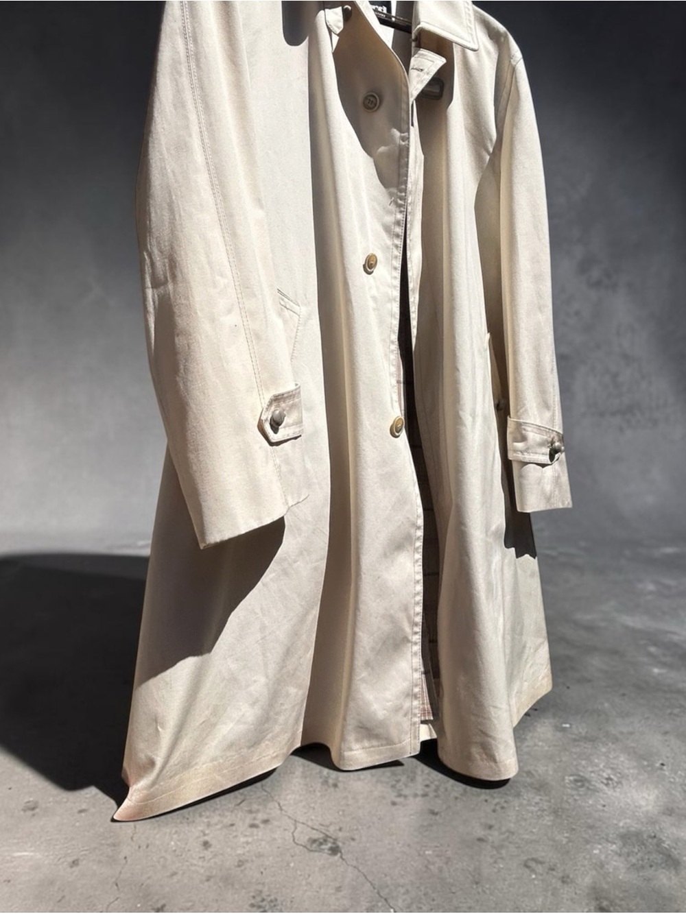 VTG 1960s Lord Combi-Coat Belted Trench Overcoat Cream Plaid Lining